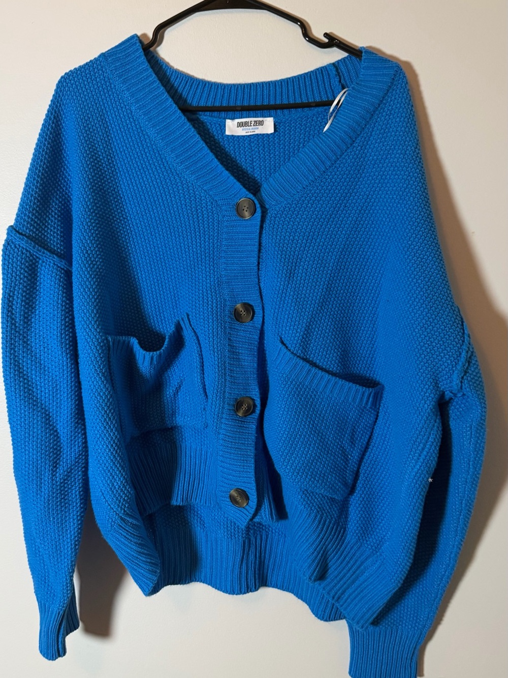 Double Zero Bright Blue Chunky V-Neck Cardigan